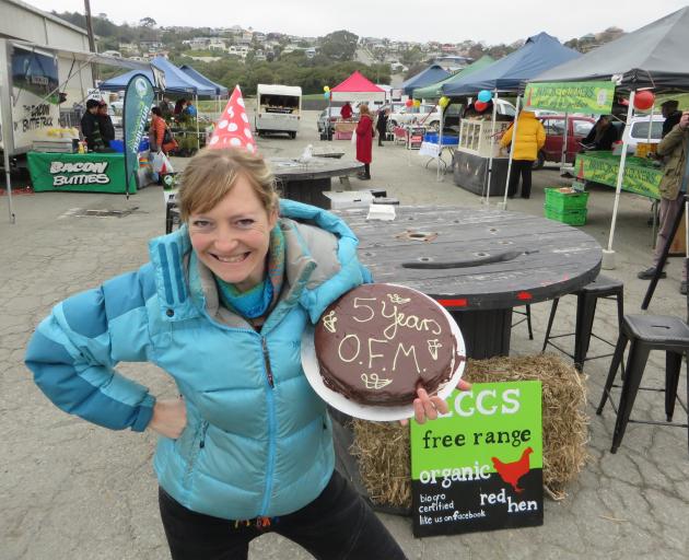 Oamaru Farmers' Market manager Lucianne White at a market celebration last year. The market could get a new site in the harbour precinct. Photo by Shannon Gillies.