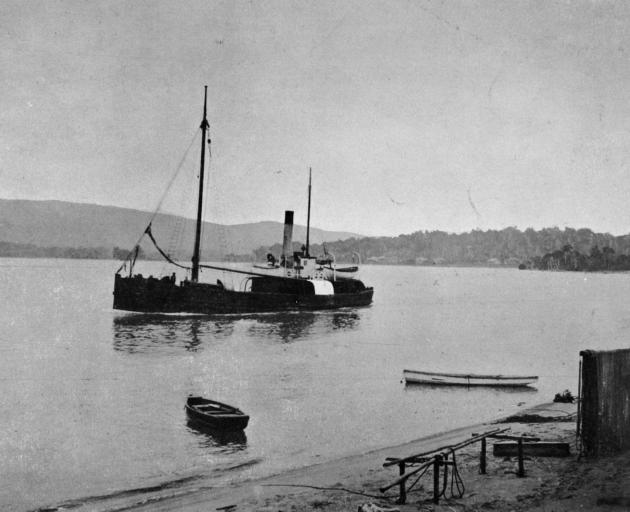 The coastal steamship s.s. Kotare leaving Pounawea.- Otago Witness, 7.3.1917. 
