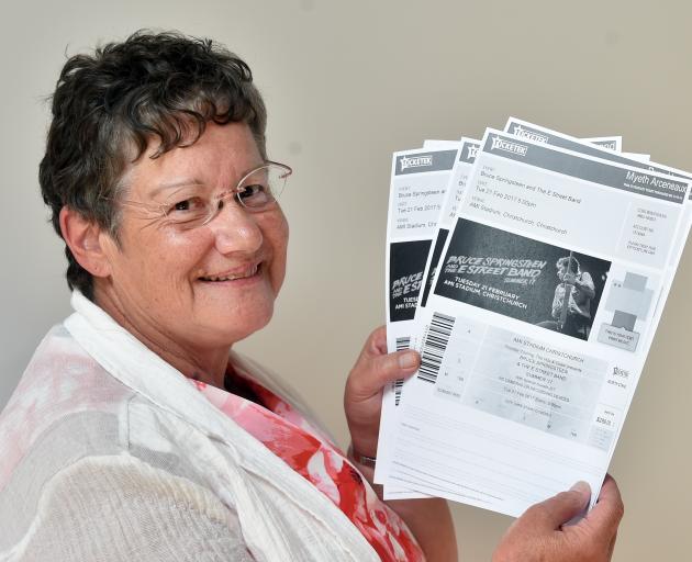 Sue Cousins, of Dunedin, with her Bruce Springsteen tickets. PHOTO: PETER MCINTOSH
