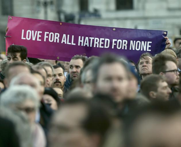 People gathered in Trafalgar Square after the attack. Photo: Reuters