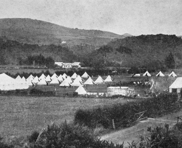 A view of the Coast Defence camp at Waitati. - Otago Witness, 14.3.1917.