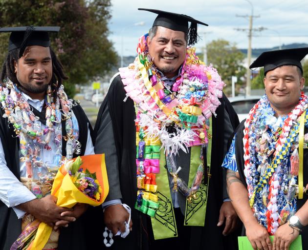 Marcel Taani (left) with Tagiilima Feleti (centre) and Asopa’epa’e Mulipola (right) after...