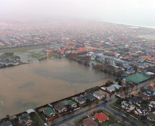 A flooded Tonga Park in South Dunedin last year. Photo: Stephen Jaquiery