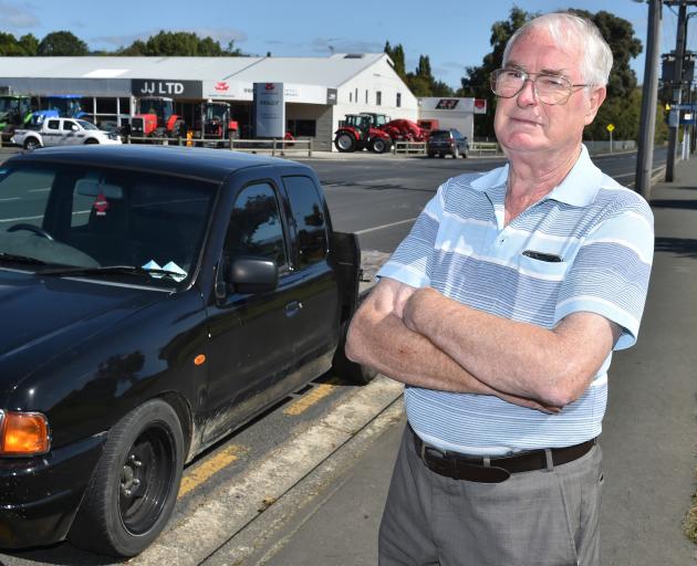 Mosgiel resident Alistair Finnie in Gladstone Rd South yesterday, where a vehicle was illegally...