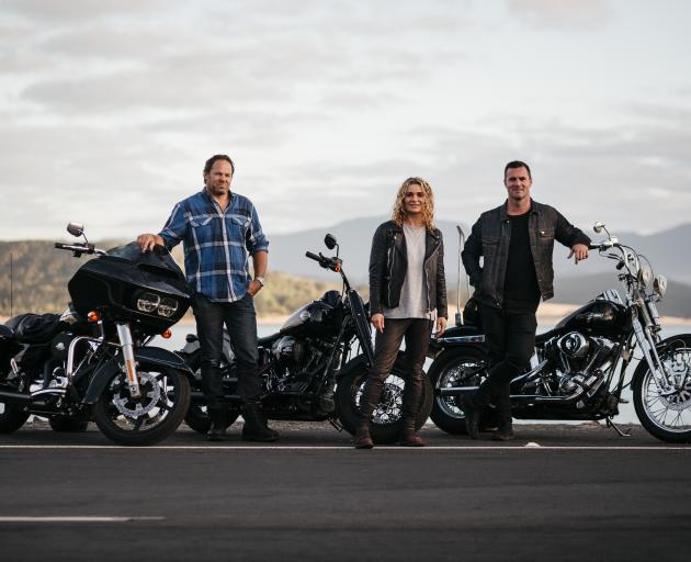Iron Run ambassadors (from left) former All Black Josh Kronfeld, actress Danielle Cormack and...