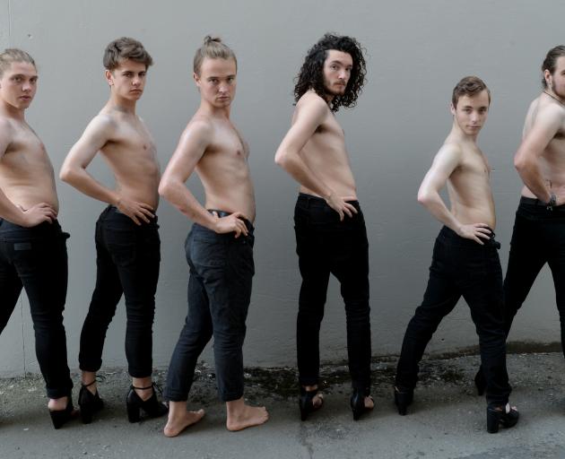 (from left) Mac Veitch (22), Luke Major (19), Nick Tipa (22), Orion Carey-Clark (22), Shaun Swain (20) and Zac Nicholls (22). Photo by Linda Robertson.