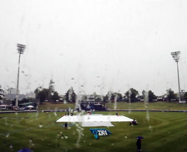Seddon Park, the venue for the third test, with covers on the pitch during the first ODI between...