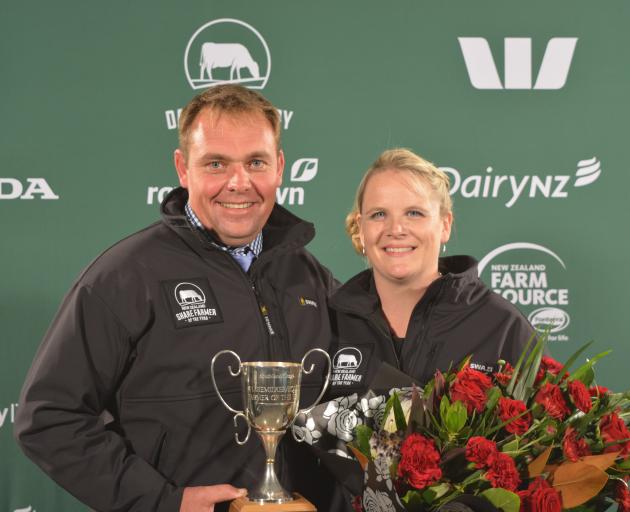 Russell and Tracy Bouma, of Clydevale, winners of the 2017 Southland-Otago Dairy Industry Awards Sharefarmer of the Year. Photo from NZ Dairy Industry Awards.