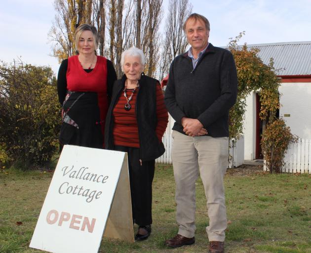 Descendants of the original Vallance Cottage owners (from left) Jocelyn Watson and Dorothy Grant, both of Palmerston, and Neil Grant, of Middlemarch, visit the building during its open day in Alexandra yesterday. Photo: Jono Edwards.