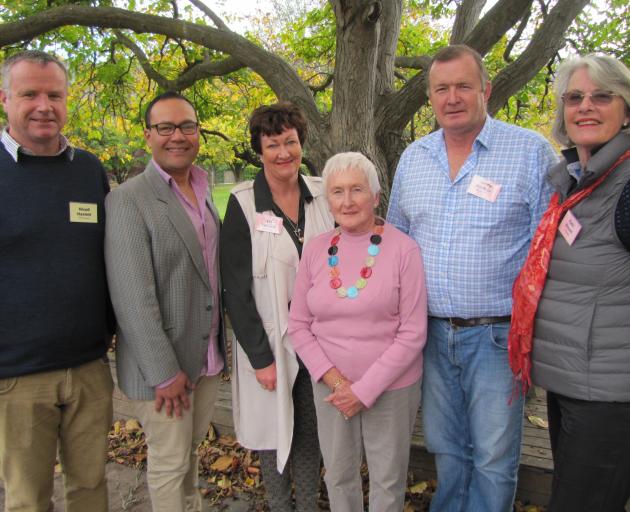 Hazlett family members and family reunion committee members (from left) Nick Hazlett, of Arrowtown, Roman Lee-Lo, of Arrowtown, Elizabeth Hazlett, of Drummond, Marie Bolt, of Perth, Jonny Hazlett, of Drummond, and Kate Brown, of Sydney, gather in Clyde ye