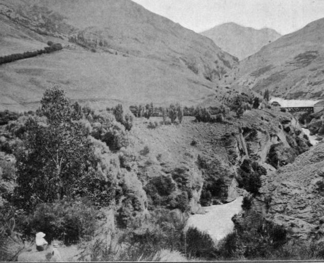 The grandeur of Otago's mountain scenery: a view of the celebrated Shotover River Gorge. - Otago...