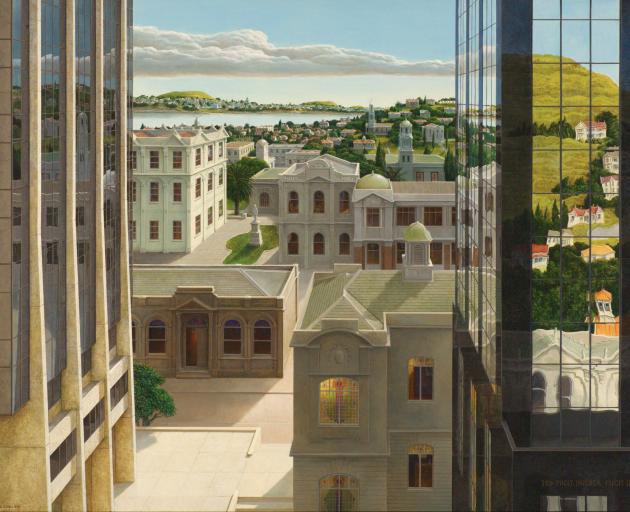 Peter Siddell’s A Place To Stand (1978, acrylic on hardboard). COLLECTION OF THE DUNEDIN PUBLIC...