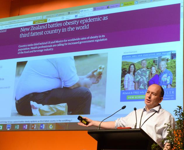Clinical director of the United Kingdom's National Obesity Forum Prof David Haslam speaks in Dunedin on Saturday. Photo: Linda Robertson