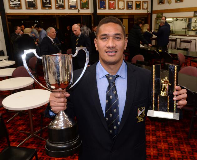 Dunedin loose forward Hame Toma after winning the Dunedin club rugby player of the year award at...