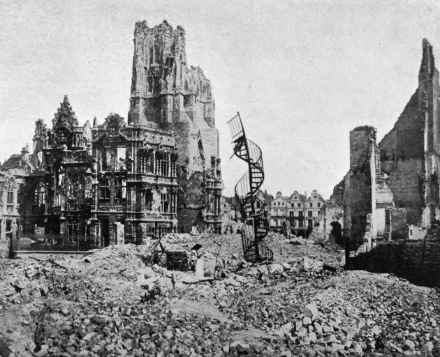 The ruins of the Hotel de Ville in Arras, on the Western Front. - Otago Witness, 4.7.1917. 