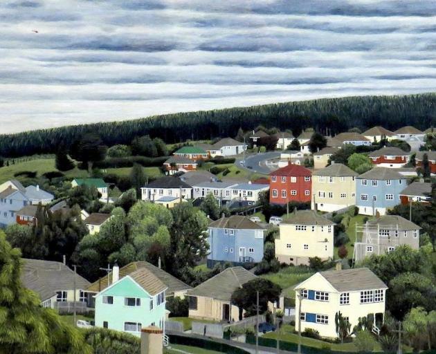 View Towards Lookout Point with Helicopter, by Joe L’Estrange