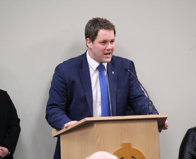 Hamish Walker addresses members of the National Party shortly after he was announced as the candidate for the Clutha-Southland electorate. Photo: Samuel White