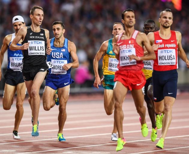 Nick Willis crosses the line to comfortably qualify for the 1500m semifinals at the IAAF world...