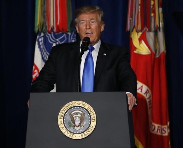 US President Trump announces his new policy for the war in Afghanistan at Fort Meyer, Virginia. Photo: Reuters