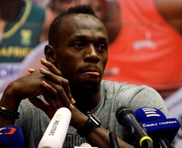 Usain Bolt at today's press conference. Photo: Reuters