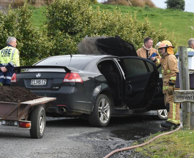 A car fire in Brighton's Kayforce Rd is being investigated. Photo: Gregor Richardson 