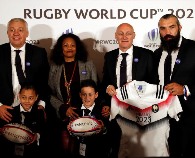 Claude Atcher, director of the French Bid for the 2023 Rugby World Cup, Laura Flessel, Minister...