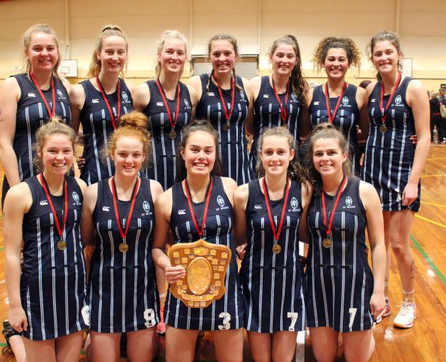 The St Hilda’s Collegiate School senior A team  of (back row, from left) Georgia Hay, Laura...