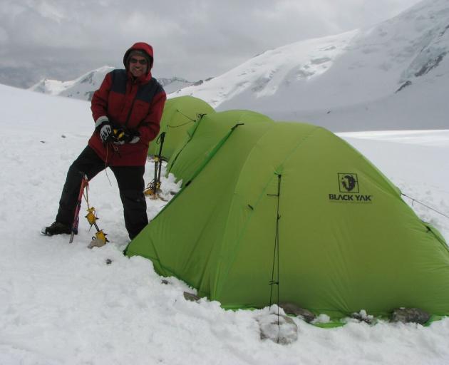 David Woods prepares to enter his tent in Mongolia in 2006.