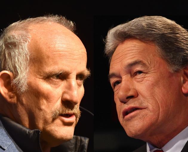 The Opportunities Party leader Gareth Morgan and New Zealand First Party leader Winston Peters.