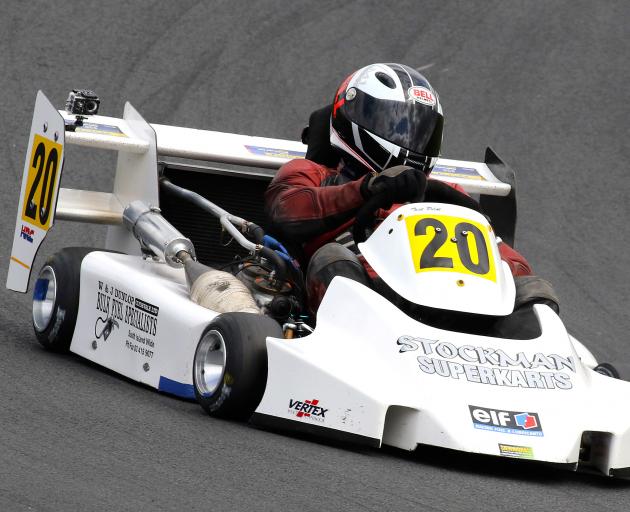 Clydevale's Paul Dunlop on his way to third place in the Superkart National Championships' Grand Prix at Hampton Downs at the weekend. Photo: Sportsweb Photography