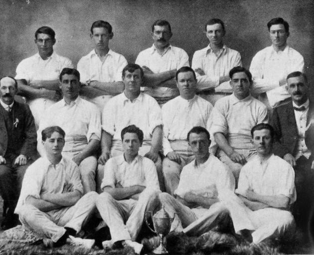 The Dunedin City Corporation Tramway Cricket Club, winners of the Baker Challenge Cup for 1916-17...
