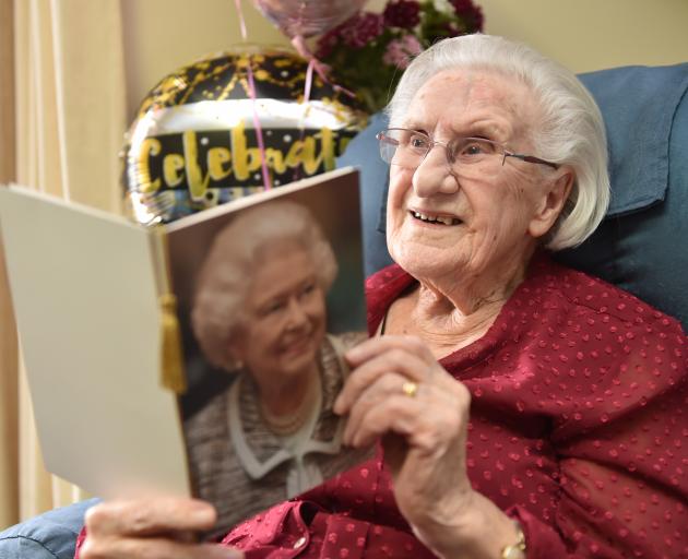 Evelyn Middlemiss turns 100 yesterday at Chatsford in Mosgiel. Photo: Gregor Richardson