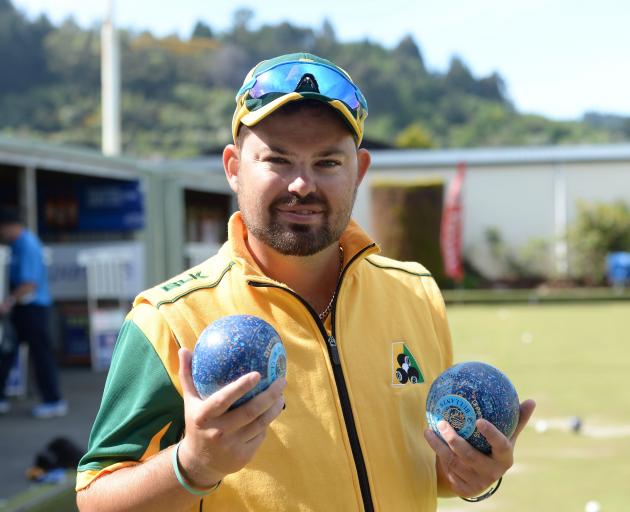 Australian international Aaron Wilson at the North East Valley Invitation singles at the North East Valley green. Photo: Linda Robertson