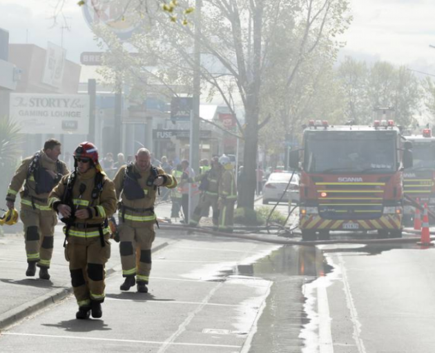 Firefighters battle a large blaze in Hastings. Photo: NZME