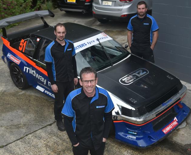 Dunedin driver Chris Henderson (front) and his crew members Aaron Carmichael (left) and Tim...