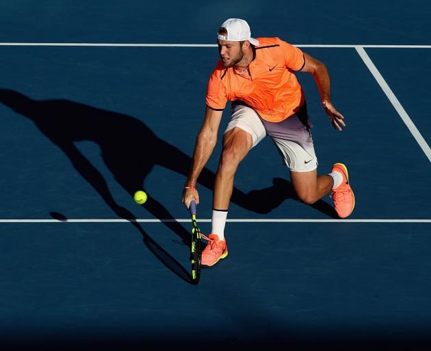 Returning champion Jack Sock plays in his semifinal at the 2017 ASB Classic. Photo: Getty Images