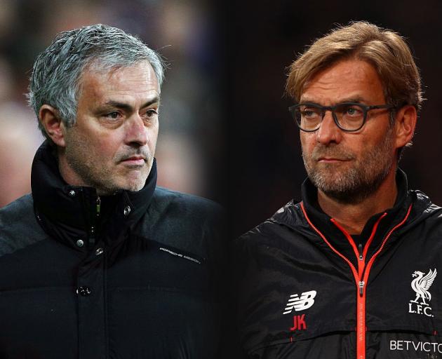 Manchester United manager Jose Mourinho (left) and Liverpool manager Juergen Klopp. Photo: Getty...