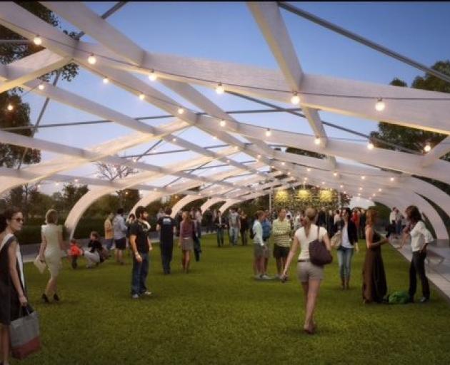 The design concept for what could become of the former Lawrence swimming pool's arches. Photo: Supplied