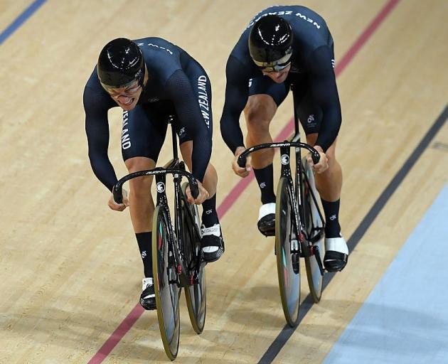 Sam Webster and Eddie Dawkins racing for New Zealand at the Rio Olympics last year. Photo: Getty...