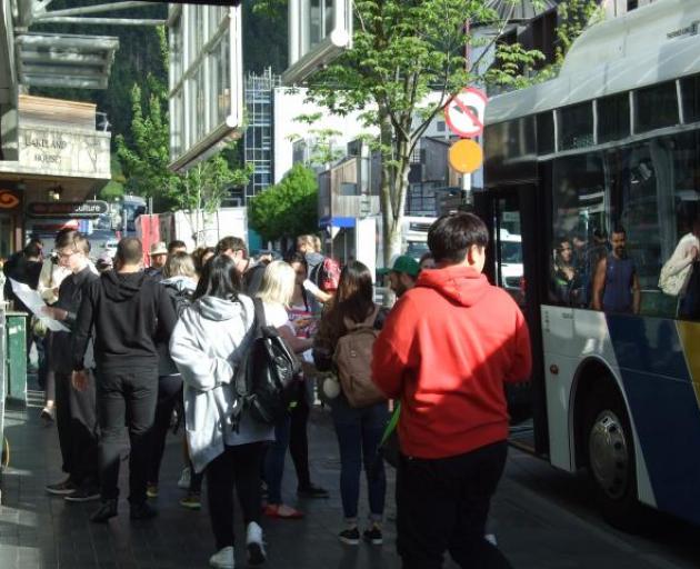 Camp Street interchange in Queenstown CBD yesterday morning. Photo: Guy Williams