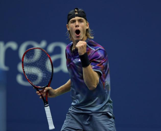 Denis Shapovalov celebrates winning a point at the US Open earlier this year. Photo: Getty Images