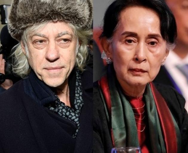 Bob Geldof and Aung San Suu Kyi. Photos: Reuters