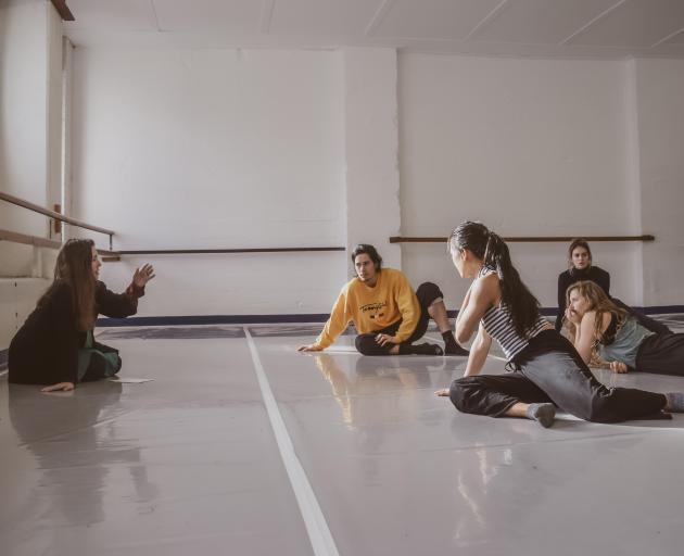 Sarah Foster-Sproull works with the Footnote dancers on her latest piece, Super Ornate Construct. Photos: Supplied