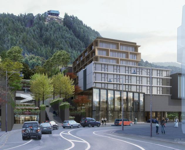 An artist's impression of a hotel and retail complex facing Shotover St. Image: Supplied