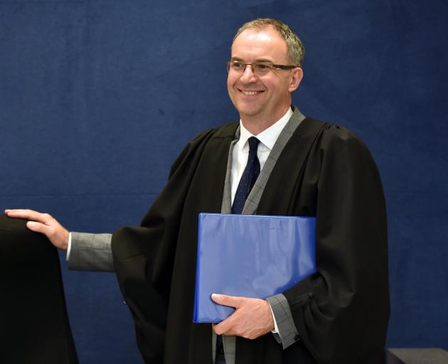 David Tapp, shortly after he was sworn in yesterday as a sheriff of the High Court of New Zealand, in a ceremony in the High Court at Dunedin. Photo: Peter McIntosh