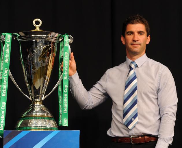Cardiff Blues' coach Gareth Baber poses during the launch of the Heineken Cup and Amlin Challenge Cup season launch at Sky news studios, London (Photo by Anthony Devlin/PA Images via Getty Images)