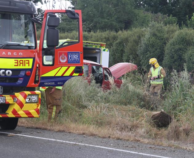 Emergency services attended a two vehicle crash south of Oamaru this morning. Photo: John Cosgrove