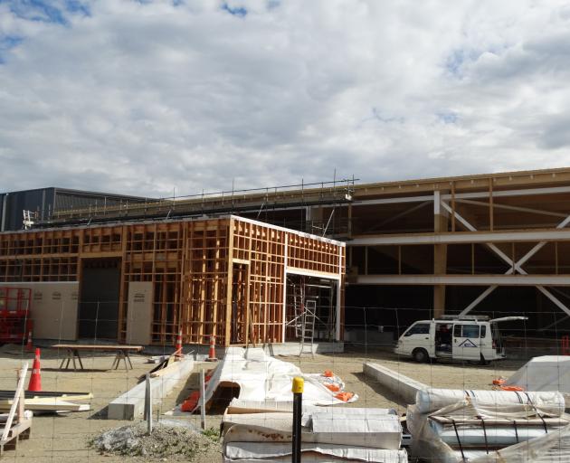 The Wanaka swimming pool roof and wall structure is finished and roof cladding is in place. PHOTO...