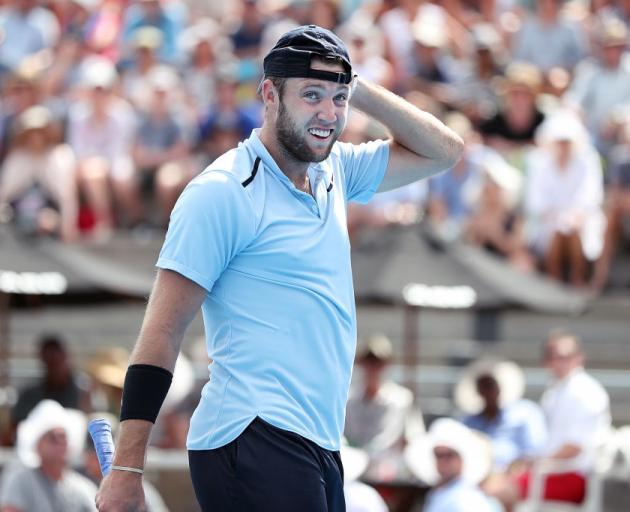 Jack Sock of USA reacts to a call in his second round match against Peter Gojowczyk of Germany during day three of the ASB Men's Classic. Photo: Getty Images