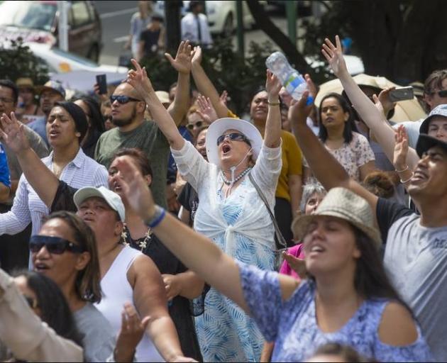 Christians during their rally, in protest of the change in the parliamentary prayer, Parliament,...